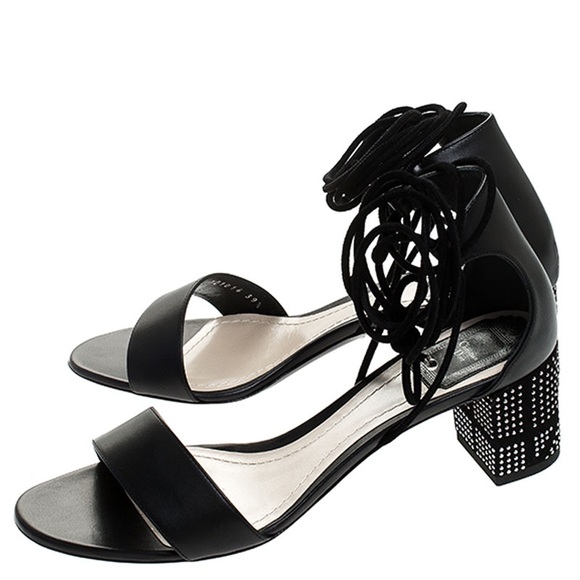 CHRISTIAN DIOR Rainbow Stellar Block Heel Lace-up Open-Toe Sandals - Picture 5 of 13